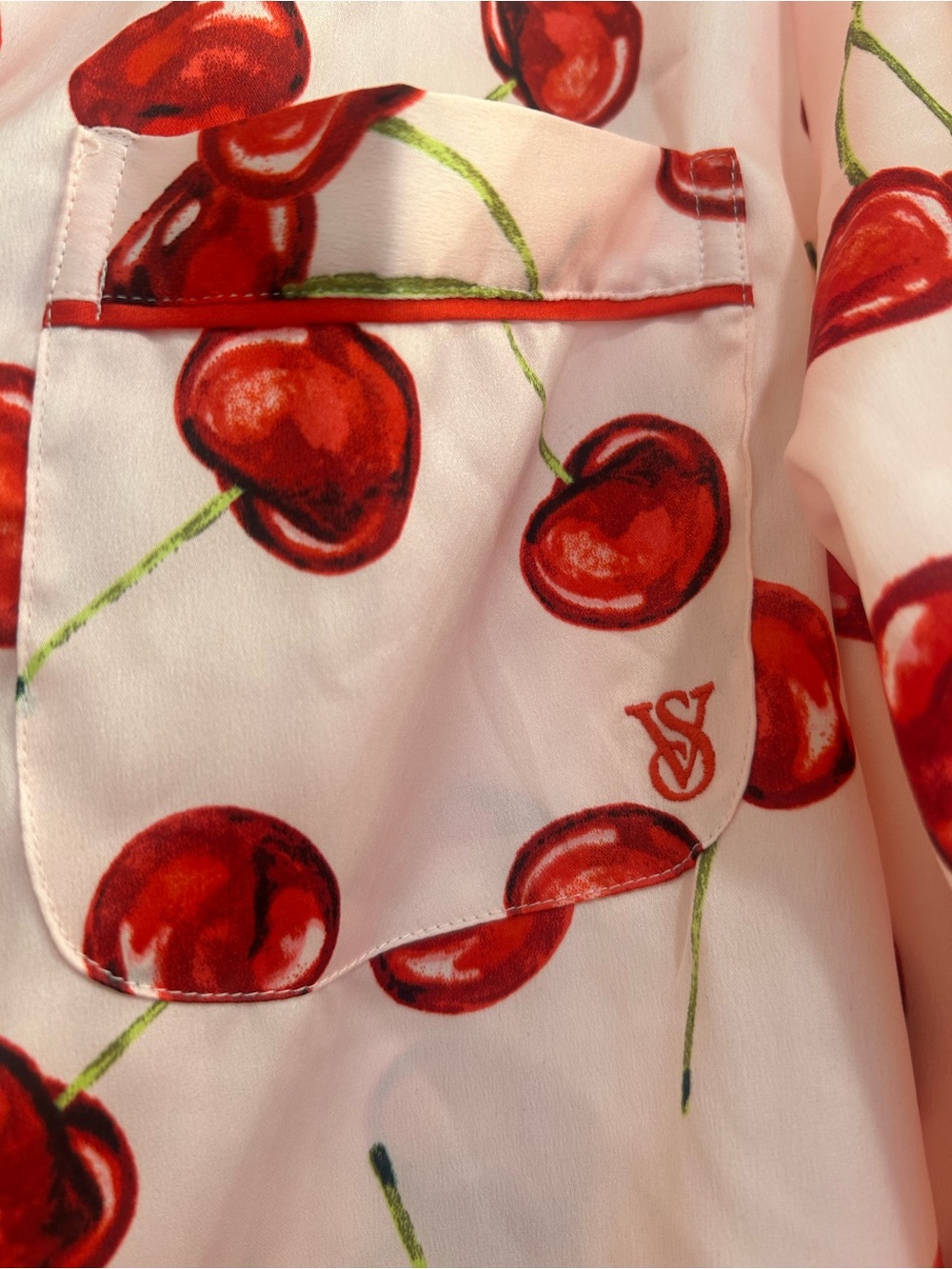 Victoria's Secret Pink Cherry-Print Long-Sleeve Pajama Set - Picture 5 of 10